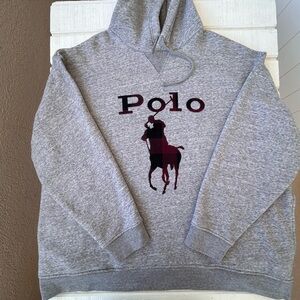 Polo Ralph Lauren Men’s Big Pony Logo Hoodie Grey with Buffalo Check Logo‎ 4XB